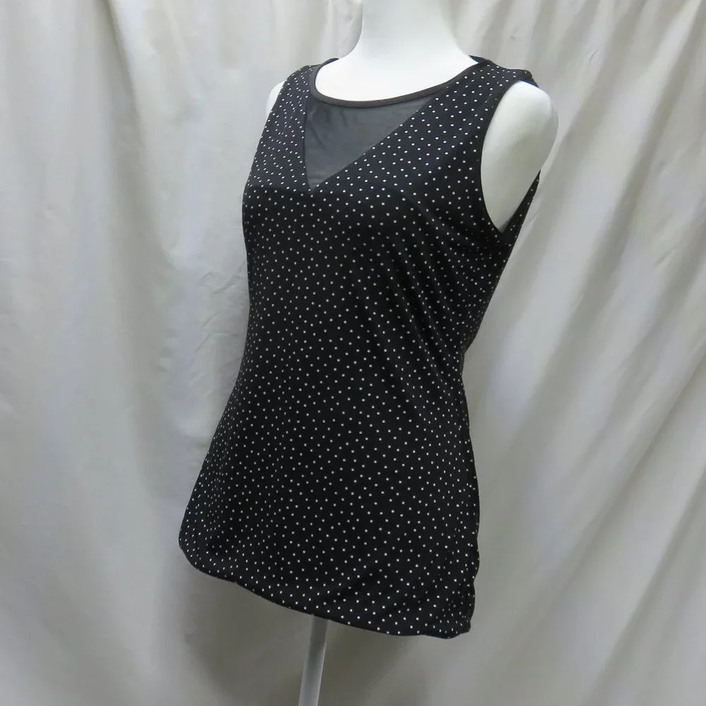 Women's Sleeveless Dressy Top with Illusion Neckline - Picture 4 of 6